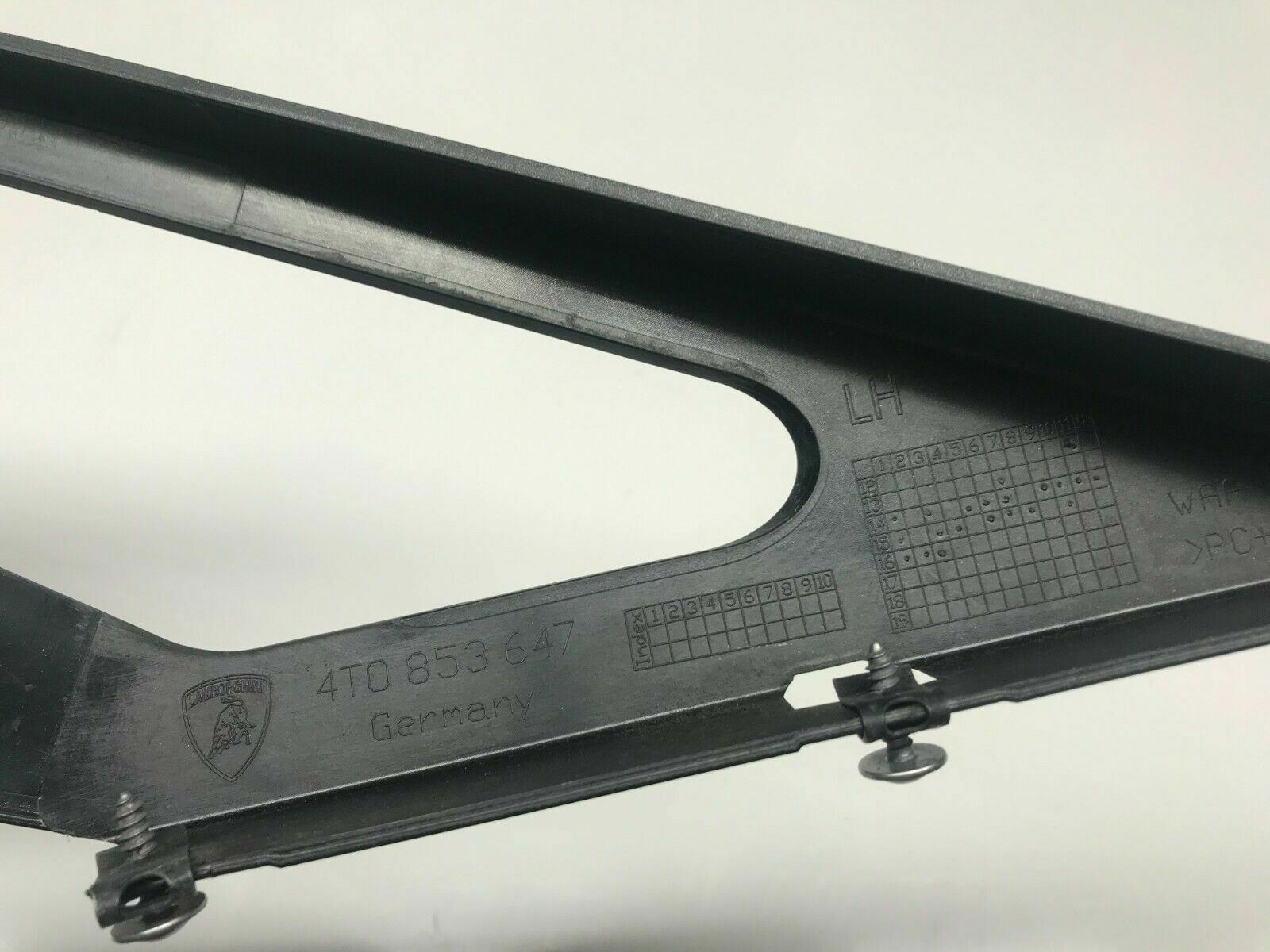 LAMBORGHINI HURACAN LP610 DRIVER LEFT SIDE ROCKER GRILL BRACKET OEM 4T0853647