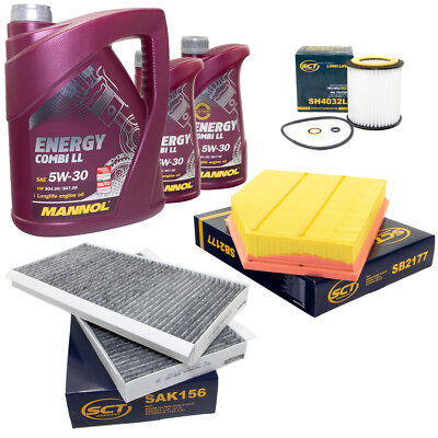 Inspektionspaket Filterset BMW 5er E60 523i 525i 530i 7L Mannol 5W30 LL