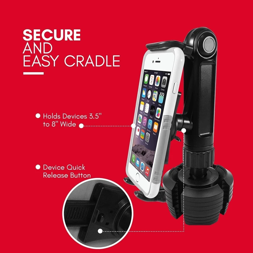 Macally Cup Holder Tablet Mount - Heavy Duty iPad Cup Holder Car Mount Stand ... - Image 4 of 4