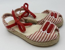 JANIE and JACK sandals red and white stripe espadrilles size 6.5 5 1/4  Outsole