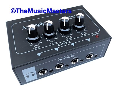 4 Channel HD Stereo HEADPHONE AMPLIFIER MIXER Audio Splitter Pro DJ Home Studio