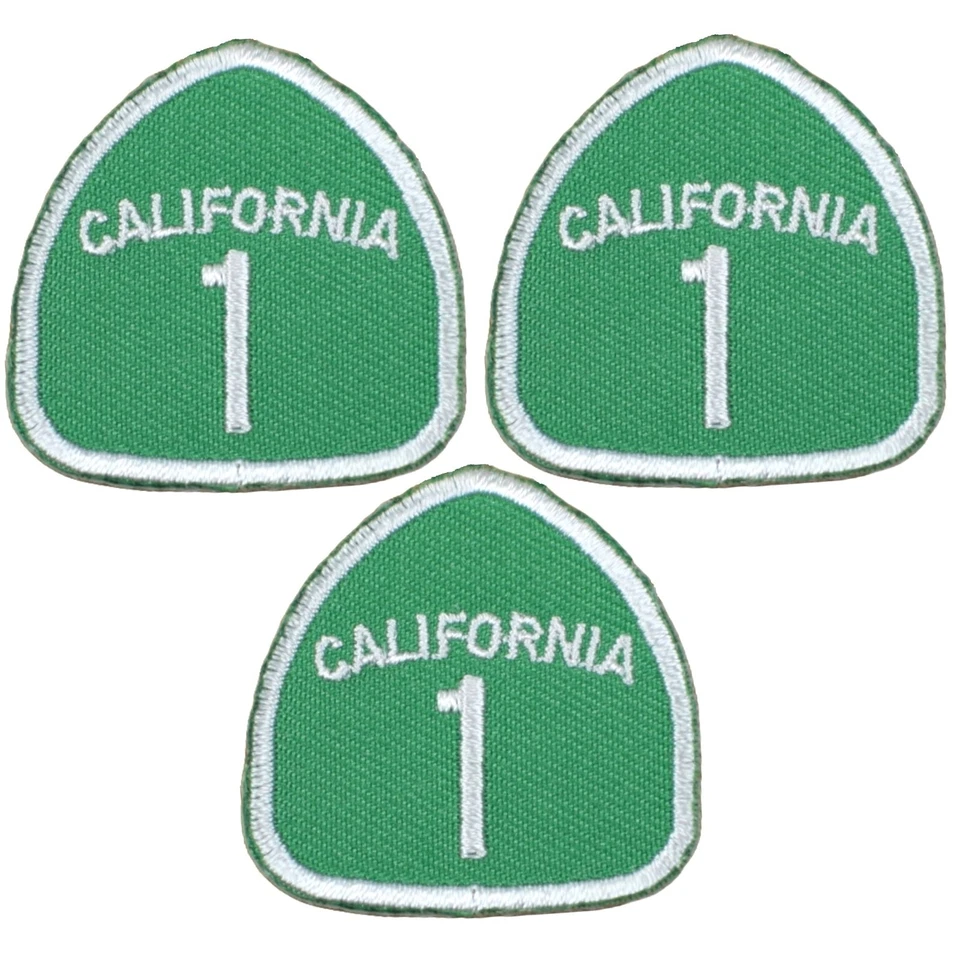 3-Pack California 1 Patch - Mini Embroidered Highway One Sign Badge 1-3/8" - Image 2 of 2