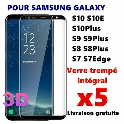 VITRE VERRE TREMPE pour Samsung S8 S9 Plus S20 S10 S7 Protection Intégral Total - Photo 1/4