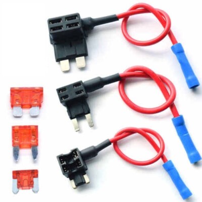 3 Sets Add A Circuit Fuse Tap Holder Piggy-Back Standard Mini Blade Fuse ATO ATC