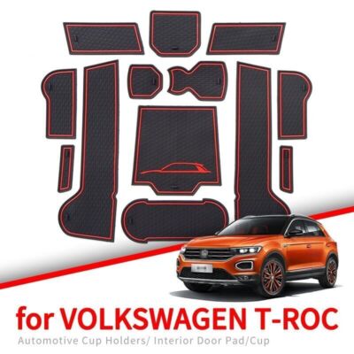 Interior Rubber Anti-Slip Door Groove Mats Gate Pad For Volkswagen T-ROC