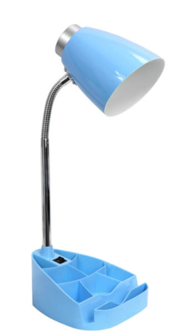 Настольная лампа-органайзер Limelights Gooseneck Organizer с подставкой для планшета iPad и держателем для книг синего цвета