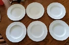 6 VTG INDIANA GLASS HARVEST MILK GLASS DINNER PLATES GRAPE AND LEAF 9 3/4" D
