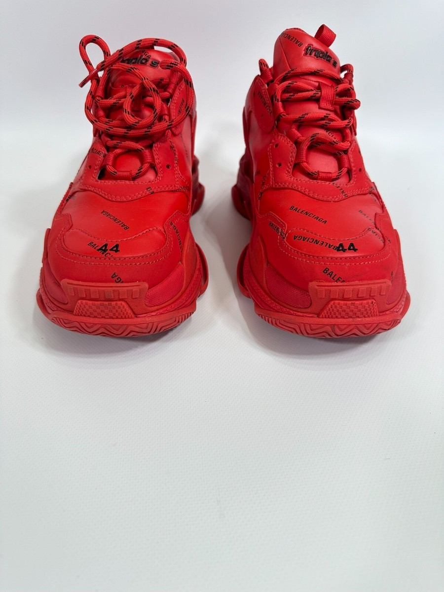 Authentic Balenciaga Triple S Shoes Allover Logo Red size 44