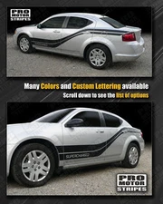 Dodge Avenger Rocker to Rear Quarter Side Stripes Decals 2008 2009 2010 Pro Moto