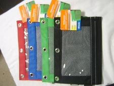 3-RING BINDER ZIPPER POUCH MULTIPURPOSE BY BAZIC SET OF 4 COLORS NWT: B19.12