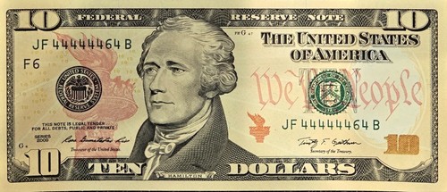 Fancy Serial Number 44444464 Binary SEVEN of KIND Near Solid $10 UNCIRCULATED - Picture 2 of 3