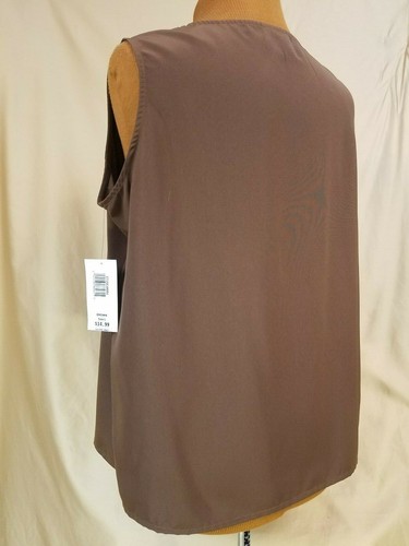 BonWorth Women's Size L Top Sleeveless Tank Shell Blouse Brown Embroidered - Picture 6 of 12