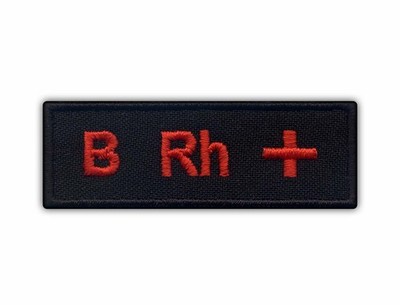 Blutgruppe B Rh + Aufnäher/Abzeichen bestickt