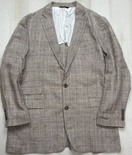 Brooks Brothers Plaid Regent Fit Linen Blazer Suit Jacket Size 42L 42 Long NICE
