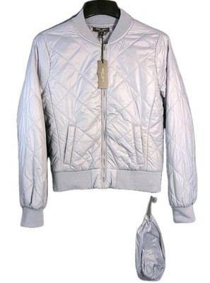 Romeo and Juliet Couture Women's Padded Bomber Jacket Lilac Packable Puffer NWT