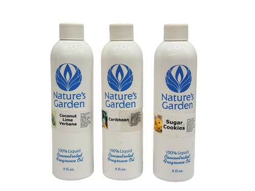 Lot of Nature's Garden Fragrance Oils Candle Making Assorted Scents 3 Bottles