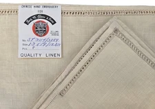 NOS, Set of 8 Benjamin M. Jabara  Hand Embroidered Edge Placemats Napkins Ecru