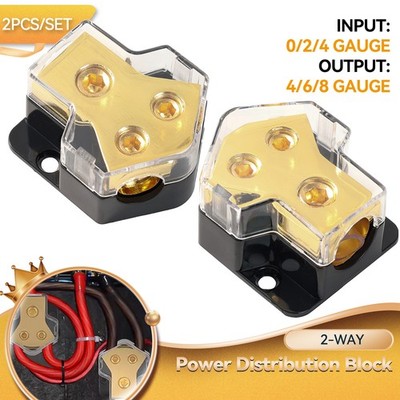 Car Audio Splitter Amp Power 4/6/8 Gauge Out 0/2/4 Gauge In Distribution Block