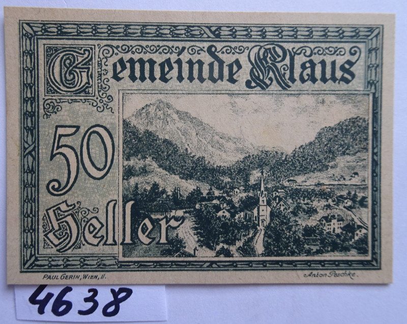 UPPER  AUSTRIA - GEMEINDE  KLAUS - 50 HELLER - AU/UNC - JPR  454 - VARIETIES