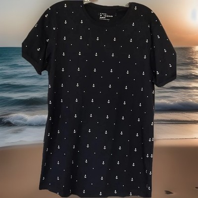 Men s Slim Fit T Shirt Navy/white Anchors Medium Nautical All Over Print