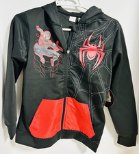 Marvel Spider-Man Boys Zip Up Hoodie Black Knight Size 10/12 NWT