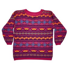 Vintage Pink Colorful Sweater 2XL Womens Fair Isle Geometric Knit Made in USA