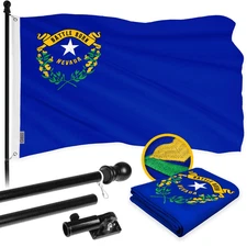 Combo Pack: 6 Ft Tangle Free Aluminum Spinning Flagpole (Black) & Nevada