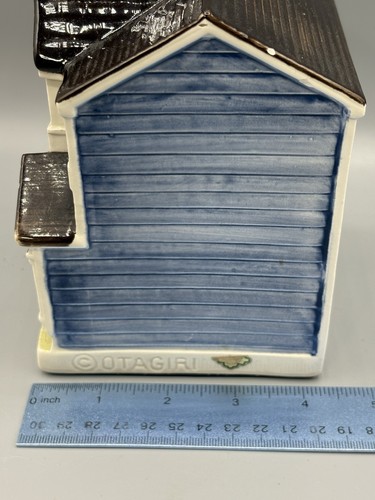 Casa ceramica vintage 1980 Otagiri Giappone dipinta a mano 7” blu - Foto 11 di 12