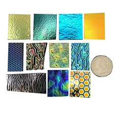 Assorted Fusible Dichroic Glass on Black & Clear Backing - COE 90-2 Oz.
