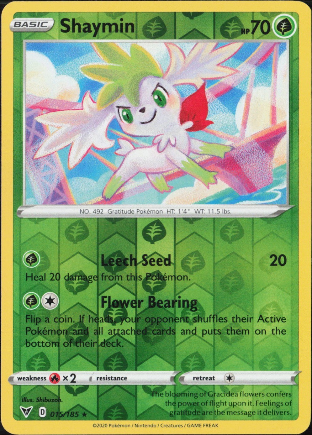 Shaymin 15/185 Reverse Holo Pokemon TCG SWSH04: Vivid Voltage LP