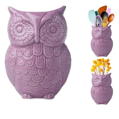 Comfify Owl Utensil Holder Decorative Ceramic Cookware Crock & Organizer