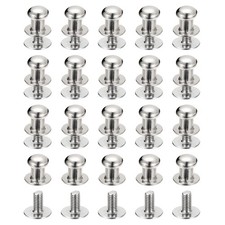 6mm Ball Head Stud Rivets Screw Back, 20Pack Round Head Button, Silver Tone