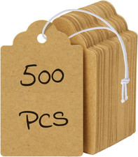 500 Pcs Kraft Price Tags with Elastic String Attached Writable Brown Kraft Paper