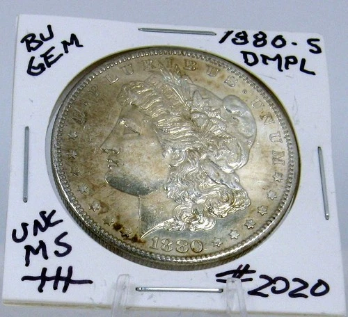 1880-S  MORGAN SILVER DOLLAR  DMPL FROM ORIGINAL BANK BAG GEM BU US MINT #2020