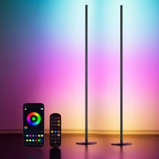 2 x Smart RGBIC LED Corner Floor Lamp with Remote  App 1500 Lumens Music Sync
