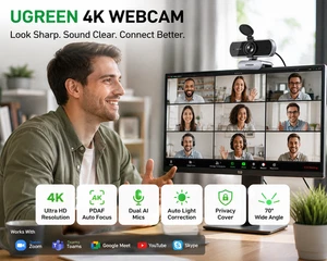 UGREEN 4K Webcam Auto Focus USB Camera Dual Mic for Zoom Teams PC Mac