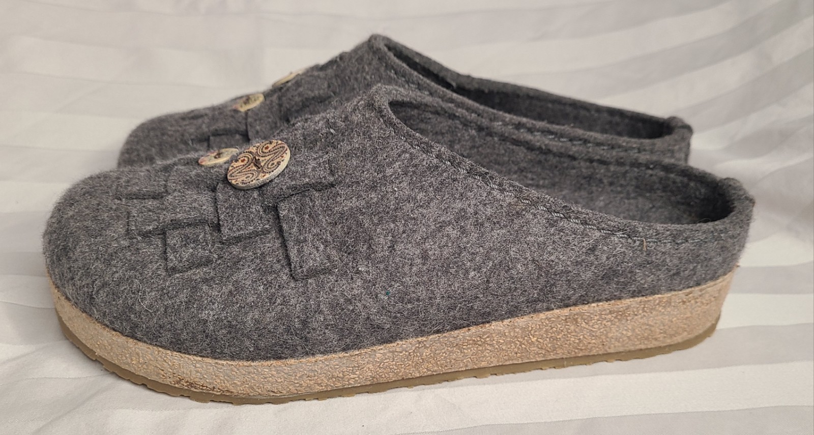 Heflinger Gray Wool Clogs Button Detail Size 38/7… - image 1