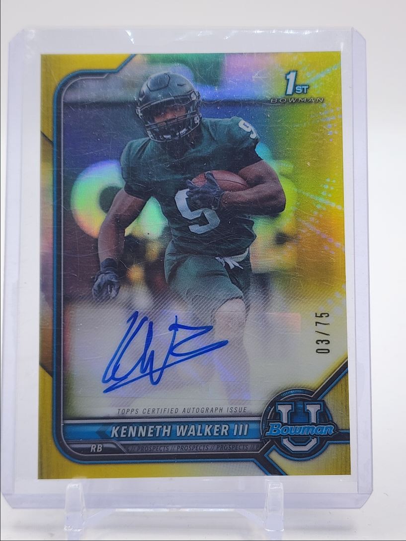 KENNETH WALKER III 2021 BOWMAN U CHROME 1ST YELLOW AUTO /75 Q0871