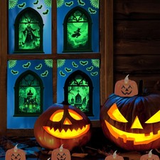 Glow in The Dark Halloween Wall Stickers, Set of 4 Luminescent-054wscp-green