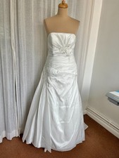 Linzi Jay Strapless Wedding Dress Ivory Ruched Corset Bridal Gown UK 14