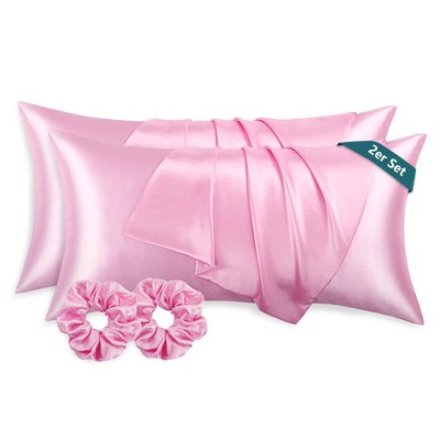Satin Kissenbezug 40 x 80 cm als Seidenkissenbezug mit 2...