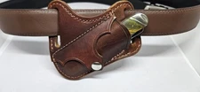 Texas A&M Handmade Leather angled crossdraw sheath fits medium small size knives