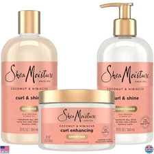 Coconut & Hibiscus Curl Shampoo & Conditioner Set + Curl Enhancer for Bouncy