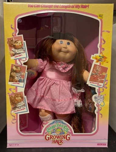 1987 Coleco #3570 Cabbage Patch Kids with Growing Hair redhead pink dress NRFB