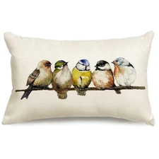 Watercolor Birds Pillows Decorative Throw Pillows 12x20Hand 12x20 Yellow