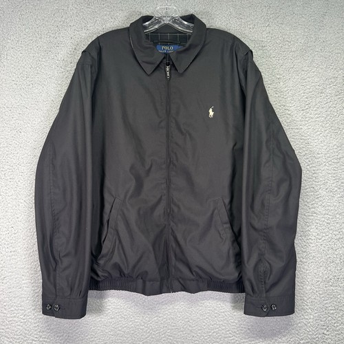 Polo Ralph Lauren Jacket Mens Extra Large Black Bi-Swing Plaid Lined Pony Preppy