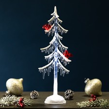 Northlight LED Lighted Acrylic Icicle Tree with Cardinals Christmas Decoration