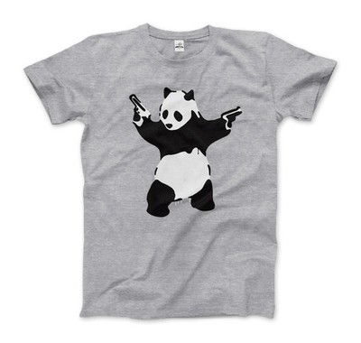 Banksy Pandamonium Armed Panda Artwork T-Shirt