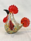 Vintage Murano Hand Blown Cased Art Glass Rooster End of Day Ruby Feathers