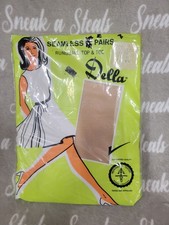 Vintage Della Seamless Stockings 2 pair Runguard Top  Toe Beige Size 9.5